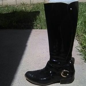 🍔Sam Edelman boots patent leather & gold buckle